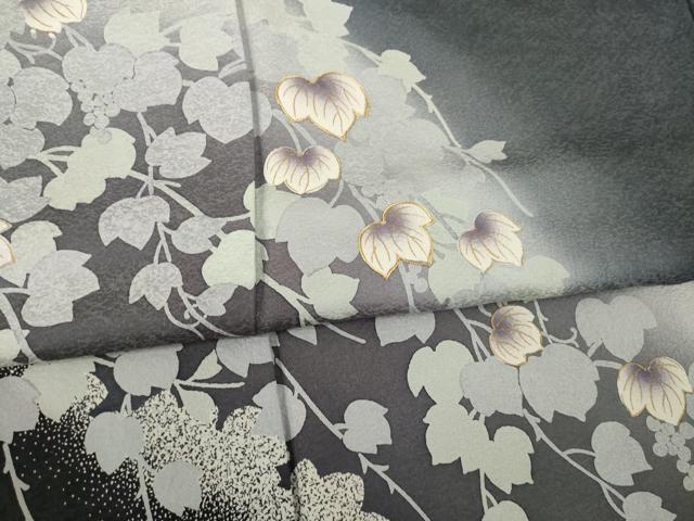 平和屋着物●訪問着　駒刺繍　葡萄蔦草文　暈し染　金彩　正絹　逸品　AAAT6715ck