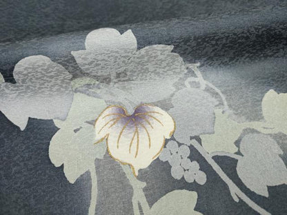 平和屋着物●訪問着　駒刺繍　葡萄蔦草文　暈し染　金彩　正絹　逸品　AAAT6715ck
