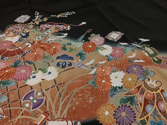 平和屋着物□豪華黒留袖 作家物 駒刺繍 宝尽くし羽文 暈し