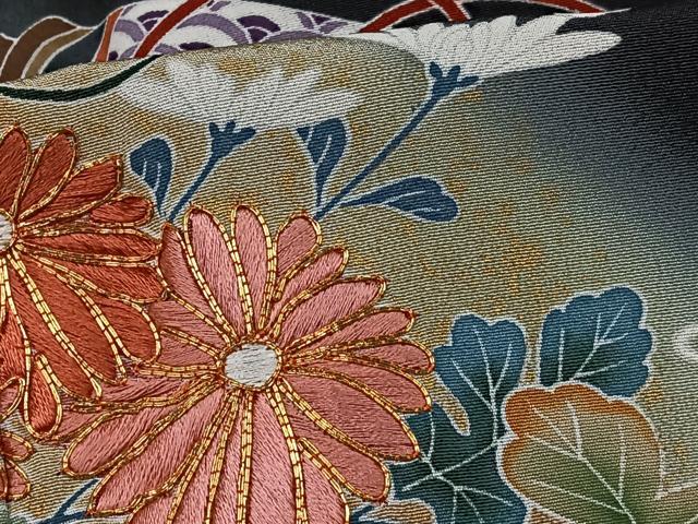 平和屋着物□豪華黒留袖 作家物 駒刺繍 宝尽くし羽文 暈し
