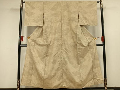 平和屋着物▽上質な紬　単衣　亀甲絣　正絹　逸品　AAAT7357fy
