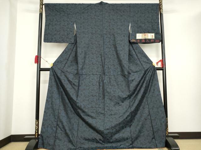 平和屋着物□本場大島紬 草花文 証紙付き ロング丈 正絹 逸品