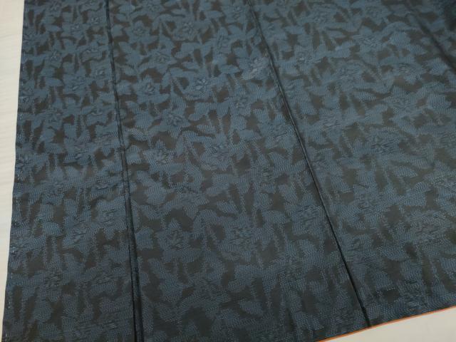 平和屋着物□本場大島紬 草花文 証紙付き ロング丈 正絹 逸品