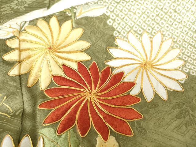 平和屋着物□豪華振袖 駒刺繍 草花文 金彩 正絹 逸品 AAAT7665ma