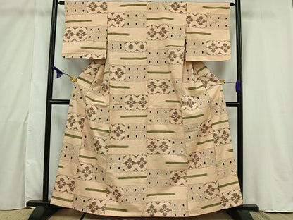 平和屋着物■上質な紬　幾何学花文　正絹　逸品　AAAT8199jh