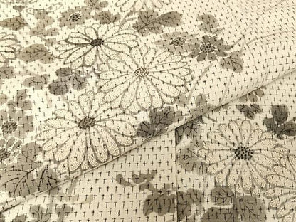 平和屋着物●訪問着　中国三大刺繍　相良刺繍　紬地　手描き　草花文　正絹　逸品　AAAT9403np