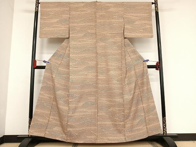 平和屋着物●上質な小紋　紬地　水玉　正絹　逸品　AAAT9404np