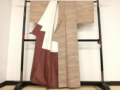 平和屋着物●上質な小紋　紬地　水玉　正絹　逸品　AAAT9404np