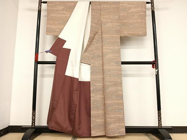 平和屋着物●上質な小紋　紬地　水玉　正絹　逸品　AAAT9404np