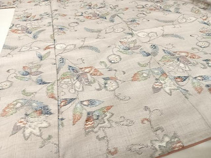 平和屋着物●本場小千谷紬　更紗花文　正絹　逸品　AAAT9405np