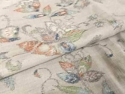 平和屋着物●本場小千谷紬　更紗花文　正絹　逸品　AAAT9405np