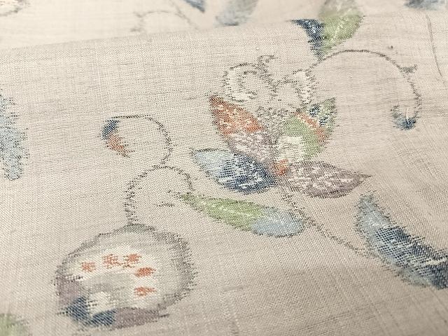 平和屋着物●本場小千谷紬　更紗花文　正絹　逸品　AAAT9405np