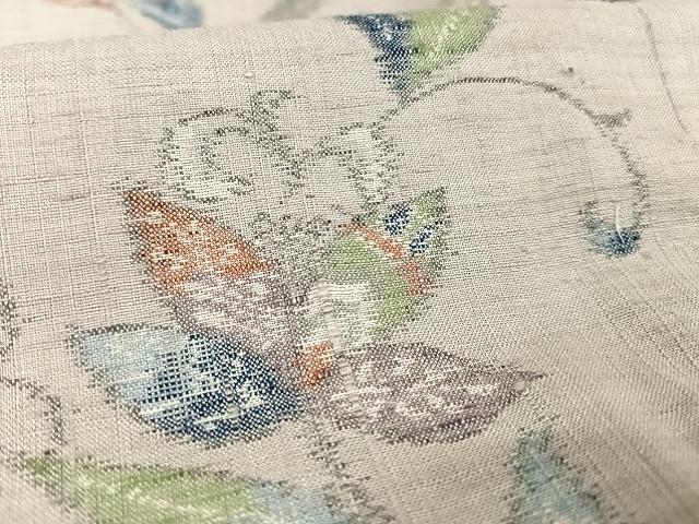 平和屋着物●本場小千谷紬　更紗花文　正絹　逸品　AAAT9405np