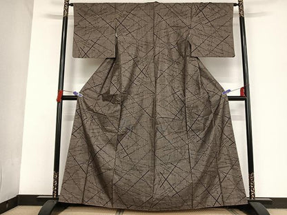 平和屋着物●本場大島紬　９マルキ　枝葉文　ますいわ屋扱い　正絹　逸品　未使用　AAAT9406np