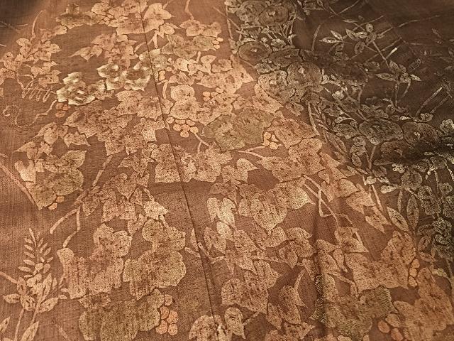 平和屋着物●訪問着 紬地 手描き 草花文 正絹 逸品 AAAT9413np