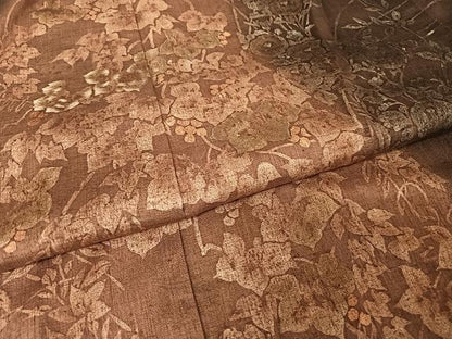 平和屋着物●訪問着 紬地 手描き 草花文 正絹 逸品 AAAT9413np