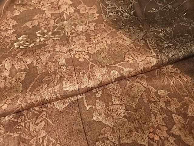 平和屋着物●訪問着 紬地 手描き 草花文 正絹 逸品 AAAT9413np