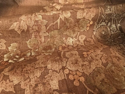 平和屋着物●訪問着 紬地 手描き 草花文 正絹 逸品 AAAT9413np