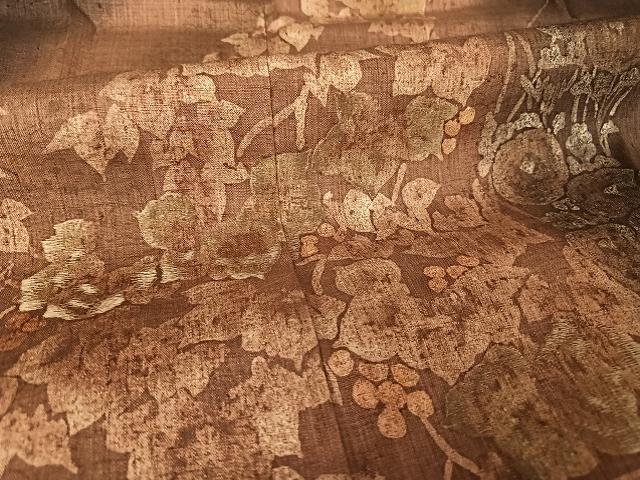 平和屋着物●訪問着 紬地 手描き 草花文 正絹 逸品 AAAT9413np