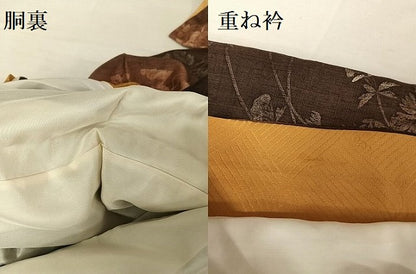 平和屋着物●訪問着 紬地 手描き 草花文 正絹 逸品 AAAT9413np