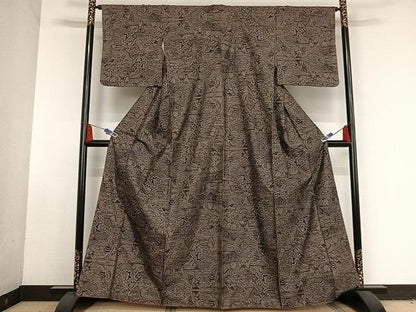 平和屋着物●本場大島紬 ９マルキ 風景花文 正絹 逸品 AAAT9414np