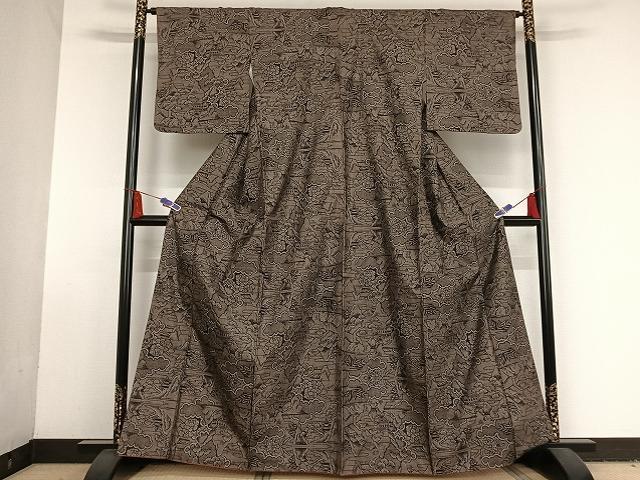 平和屋着物●本場大島紬 ９マルキ 風景花文 正絹 逸品 AAAT9414np