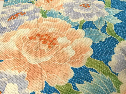 平和屋着物●名門　藤娘きぬたや・総絞り　振袖　草花文　正絹　逸品　AAAT9464np