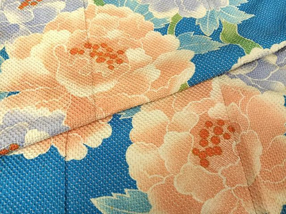 平和屋着物●名門　藤娘きぬたや・総絞り　振袖　草花文　正絹　逸品　AAAT9464np