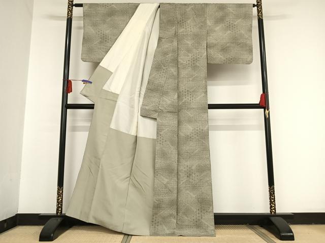 平和屋着物●本場小千谷紬 吉祥文 麻の葉 正絹 逸品 AAAT9511np