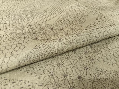 平和屋着物●本場小千谷紬 吉祥文 麻の葉 正絹 逸品 AAAT9511np