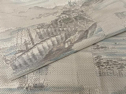 平和屋着物●本場大島紬 白大島 ７マルキ 風景船文 正絹 逸品 AAAT9516np