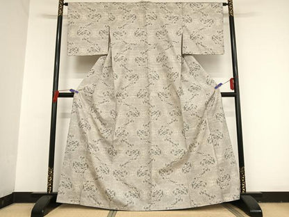 平和屋着物●本場大島紬 白大島 ９マルキ 樹林文 正絹 逸品 AAAT9517np