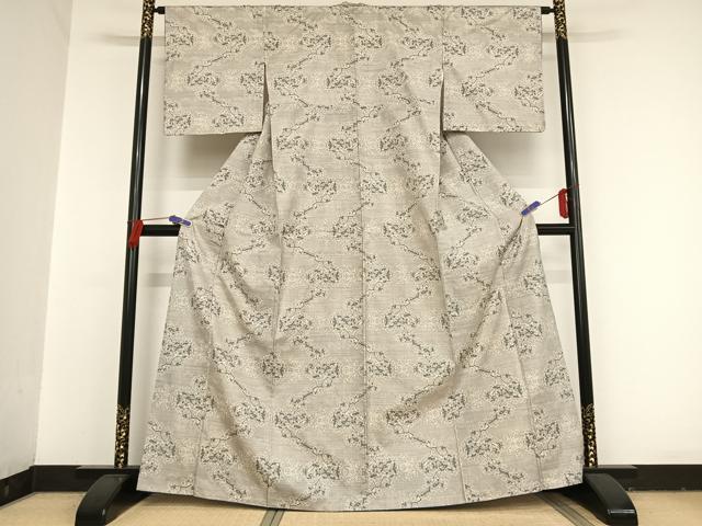 平和屋着物●本場大島紬 白大島 ９マルキ 樹林文 正絹 逸品 AAAT9517np