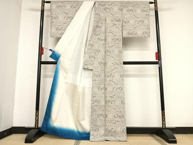 平和屋着物●本場大島紬 白大島 ９マルキ 樹林文 正絹 逸品 AAAT9517np