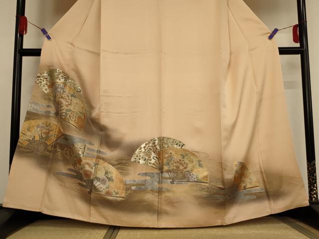 平和屋着物■豪華色留袖　流水扇面花文　金銀彩　正絹　逸品　AAAT9827jd