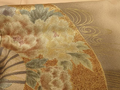 平和屋着物■豪華色留袖　流水扇面花文　金銀彩　正絹　逸品　AAAT9827jd