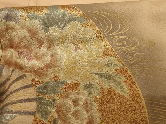 平和屋着物■豪華色留袖　流水扇面花文　金銀彩　正絹　逸品　AAAT9827jd