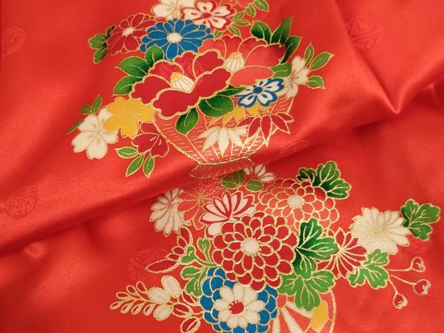 平和屋着物[]七五三　女の子　３歳　被布　三つ身　花車文　金彩　逸品　AAAT9928ja
