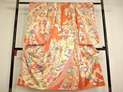 平和屋着物∵女の子 十三参り 振袖 子供 駒刺繍 束ね熨斗鳳凰花文 金彩 逸品 AAAT9935ja