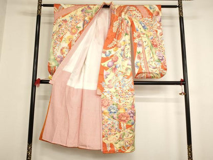 平和屋着物∵女の子 十三参り 振袖 子供 駒刺繍 束ね熨斗鳳凰花文 金彩 逸品 AAAT9935ja
