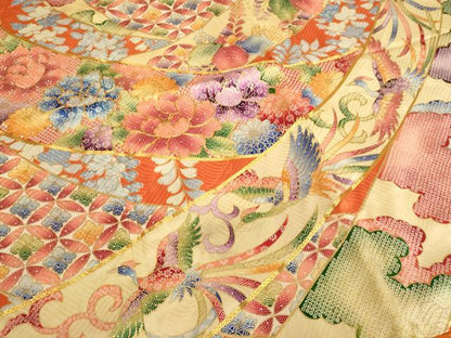 平和屋着物∵女の子 十三参り 振袖 子供 駒刺繍 束ね熨斗鳳凰花文 金彩 逸品 AAAT9935ja