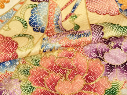 平和屋着物∵女の子 十三参り 振袖 子供 駒刺繍 束ね熨斗鳳凰花文 金彩 逸品 AAAT9935ja