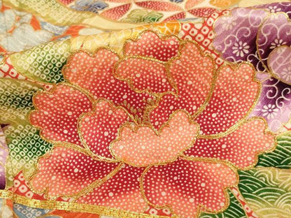 平和屋着物∵女の子 十三参り 振袖 子供 駒刺繍 束ね熨斗鳳凰花文 金彩 逸品 AAAT9935ja