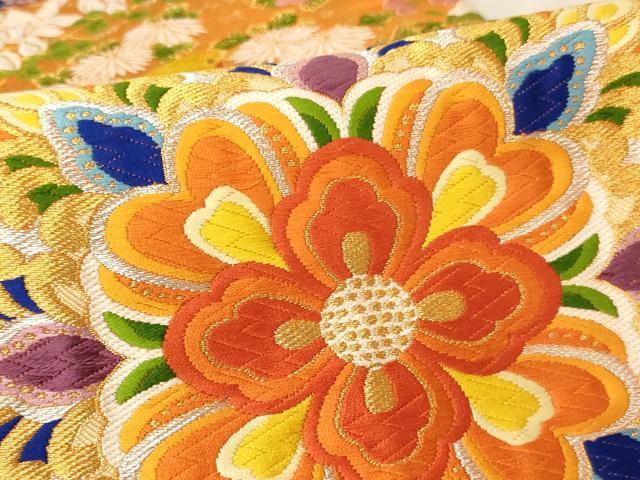 平和屋着物[]子供　六通柄袋帯　唐織　正倉院花鳥文　金銀糸　逸品　AAAT9938ja