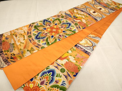 平和屋着物[]子供　六通柄袋帯　唐織　正倉院花鳥文　金銀糸　逸品　AAAT9938ja