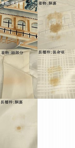 平和屋着物[]七五三　男の子　祝着・長襦袢セット　駒刺繍　風景鷹文　銀彩　逸品　AAAT9961ja