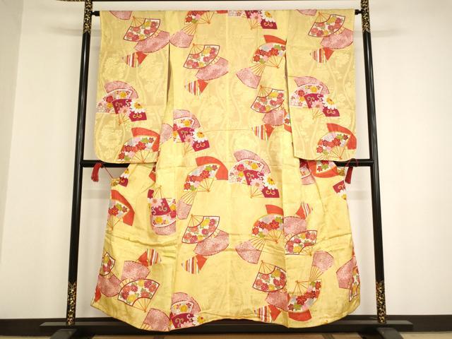 平和屋着物∵女の子 十三参り 子供 祝着 扇面花文 金彩 逸品 AAAT9968ja