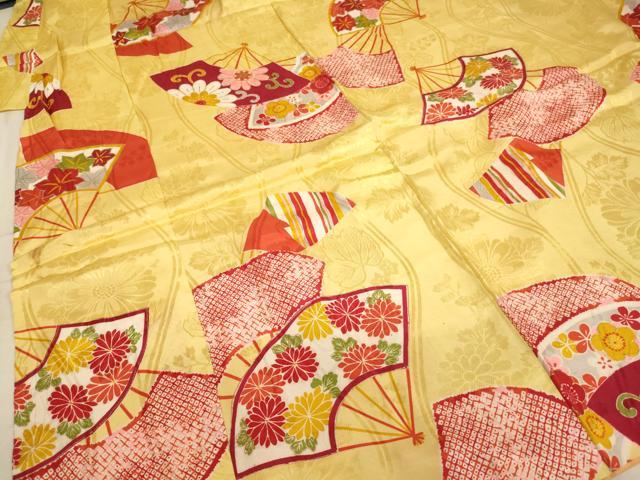平和屋着物∵女の子 十三参り 子供 祝着 扇面花文 金彩 逸品 AAAT9968ja