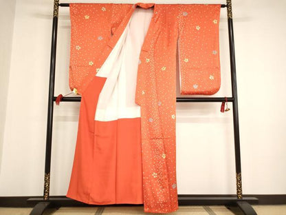 平和屋着物∵女の子 十三参り 子供 祝着 絞り 舞花文 逸品 AAAT9973ja