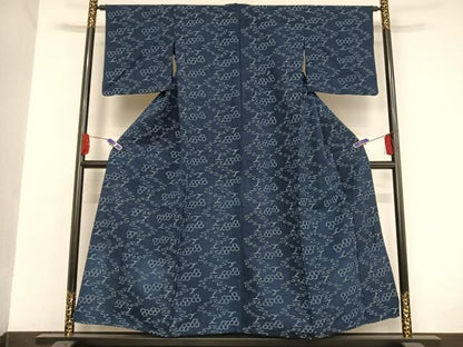 平和屋着物▽久留米絣　単衣　綿　逸品　AAAU0008np